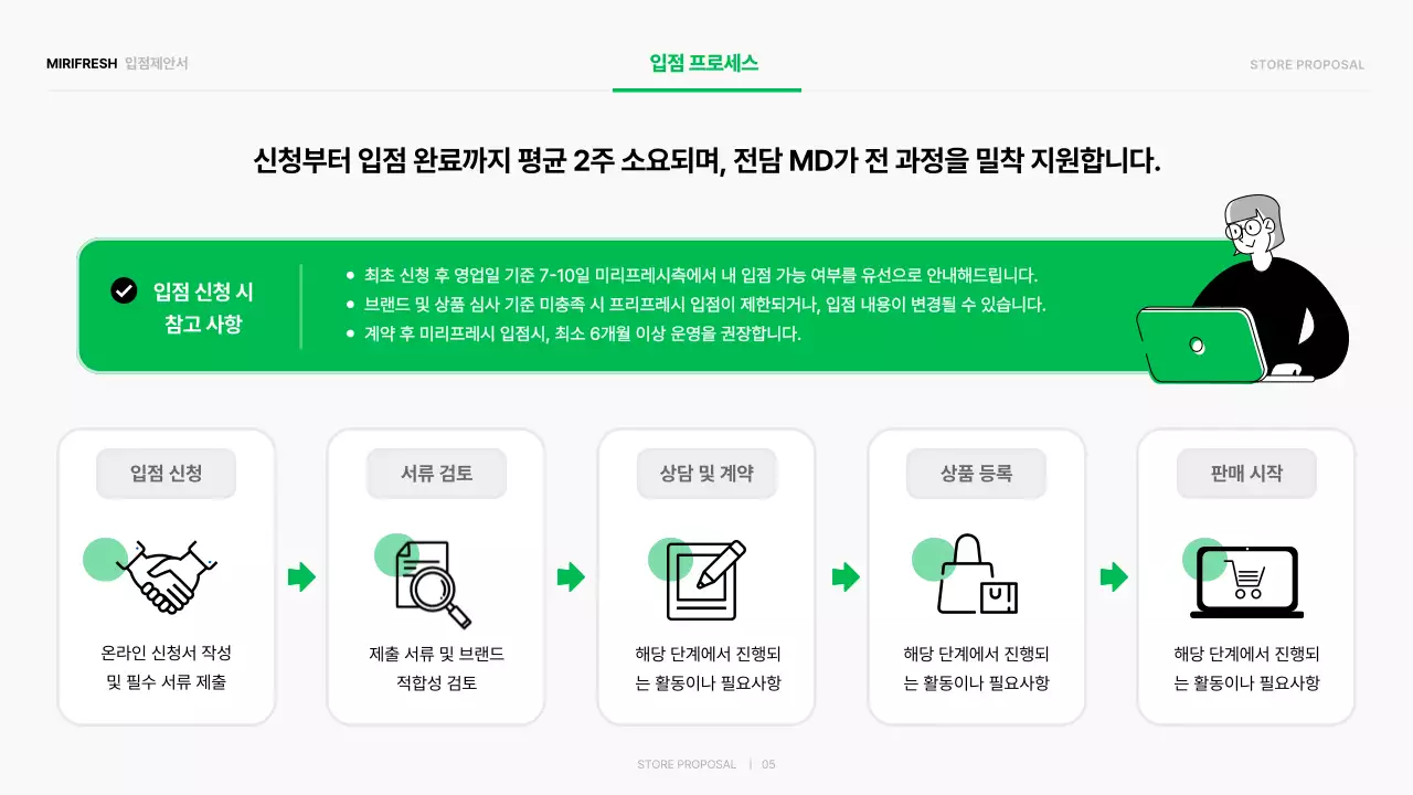 초록 심플 입점제안서 홍보