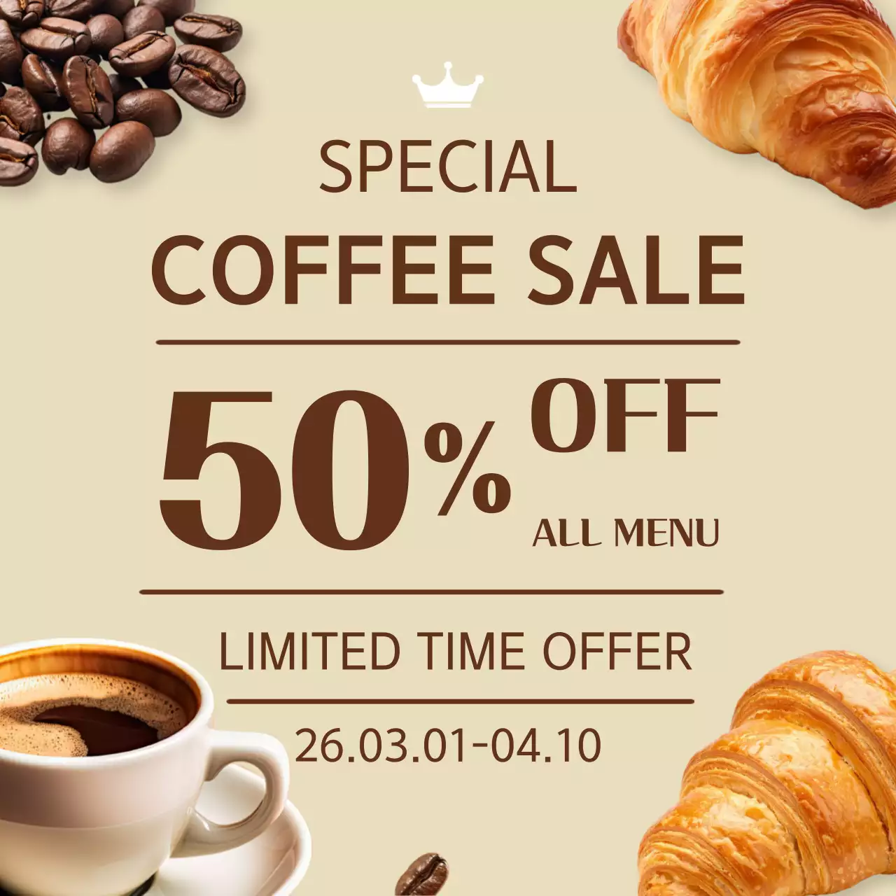 beige simple coffee sale promotion
