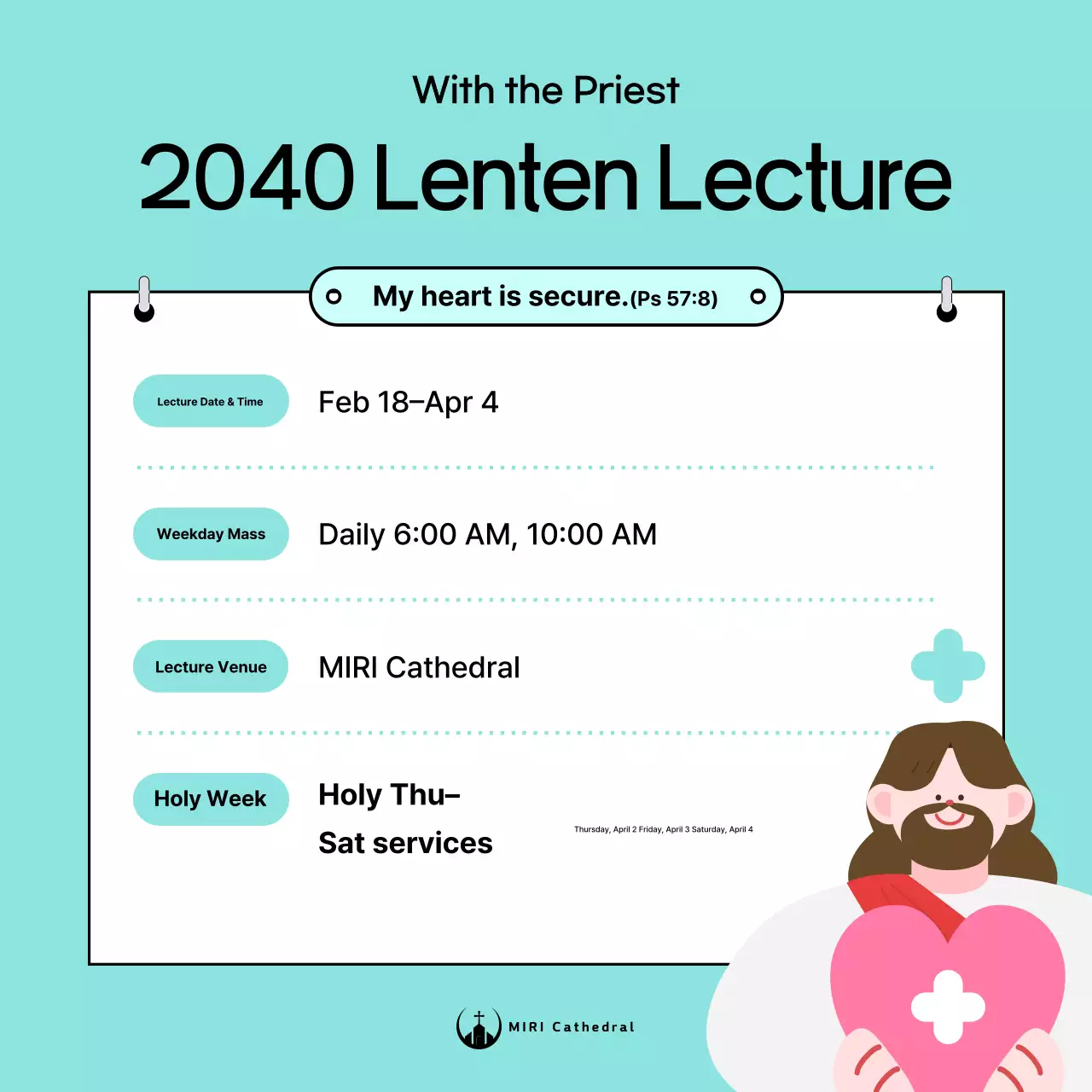 Informasi promosi tentang ceramah khusus masa Paskah Katolik dalam warna hijau mint.