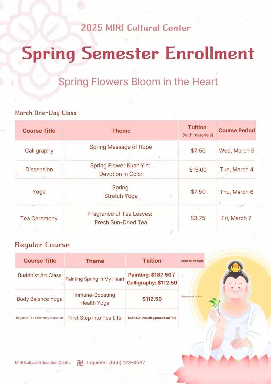 Pink Simple Spring Semester Student Enrollment Guide