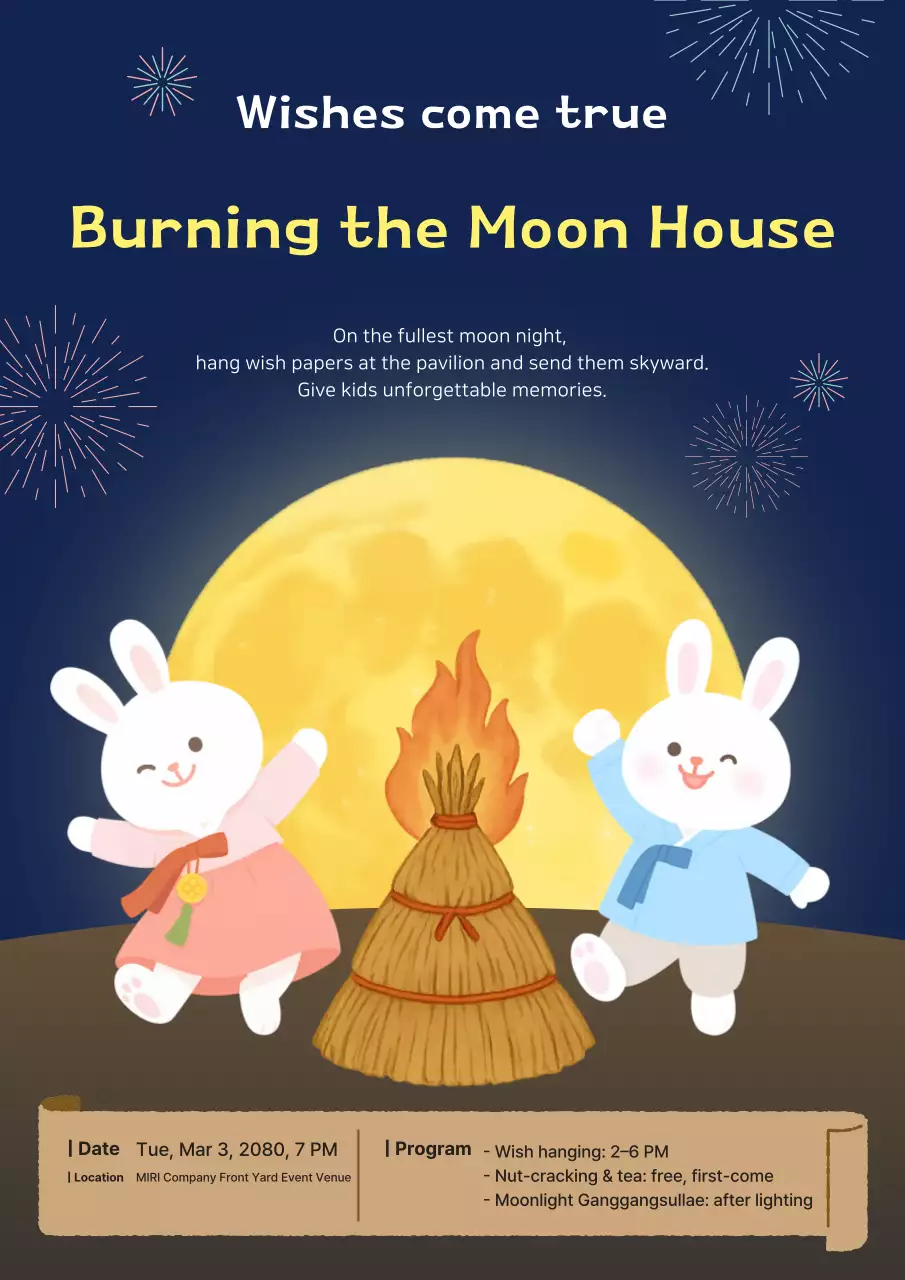 Cerimônia tradicional de queima da casa da lua, amarela e limpa.