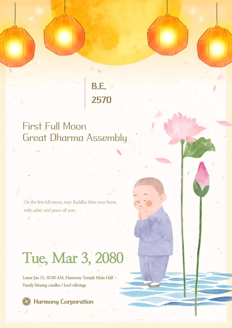 Yellow Simple Buddhist Event Guide