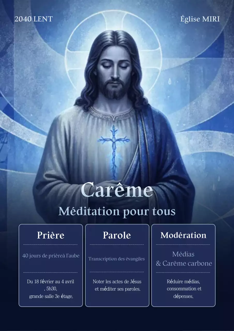Événement de Carême simple et bleu