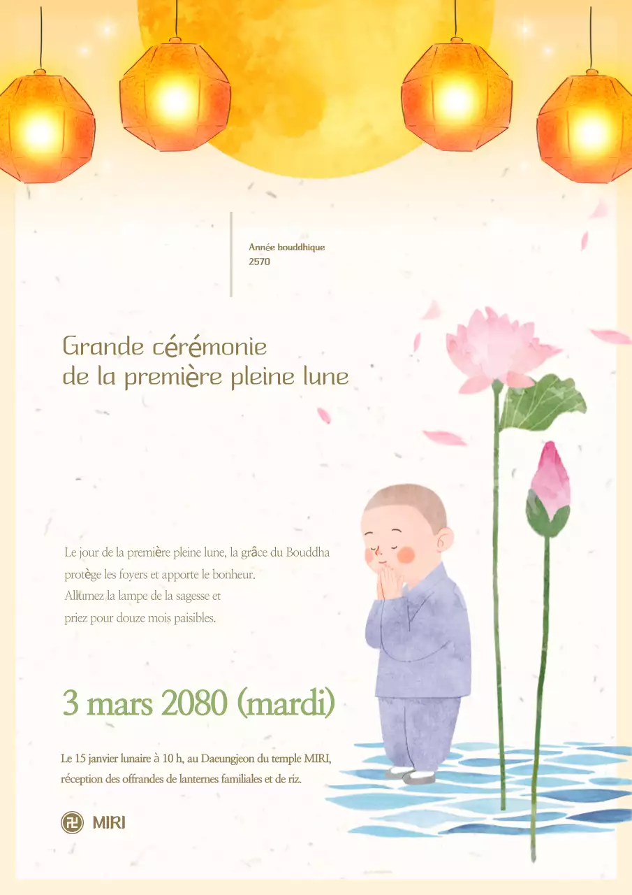 Guide des événements bouddhistes simples jaunes