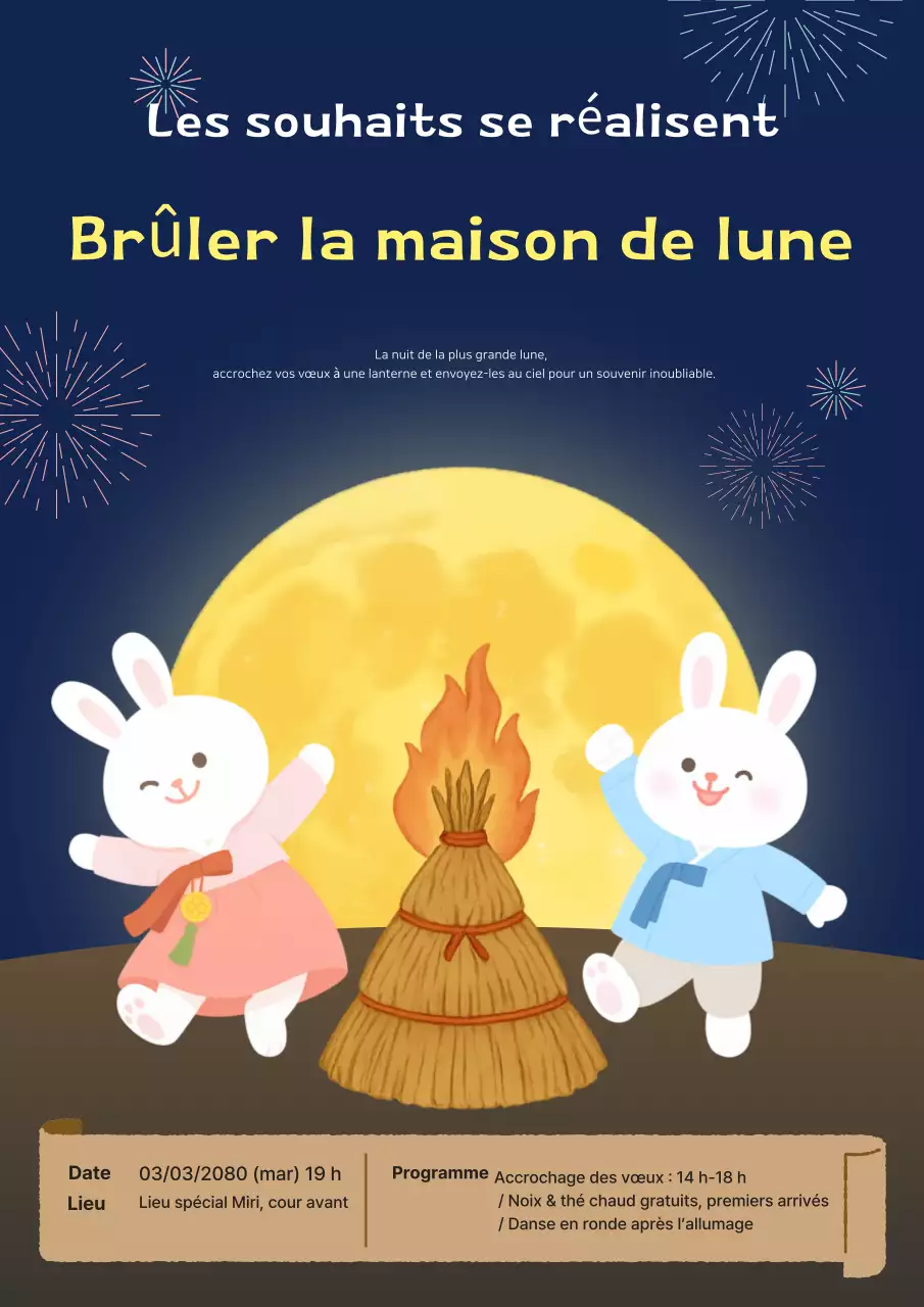 Jaune, propre, cérémonie traditionnelle de brûlage de la maison de la lune