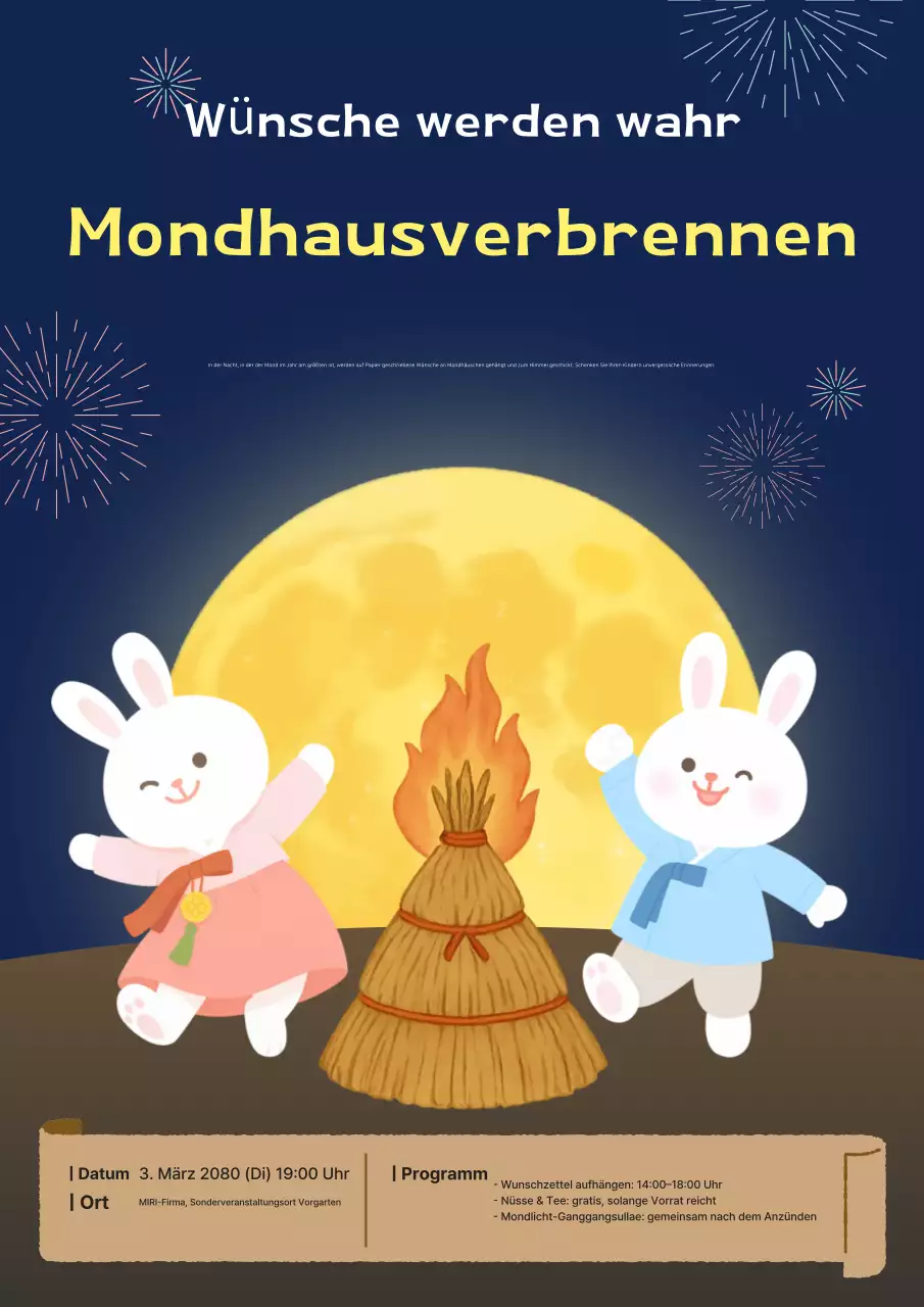 Gelb, sauber, traditionelle Mondhaus-Verbrennungszeremonie