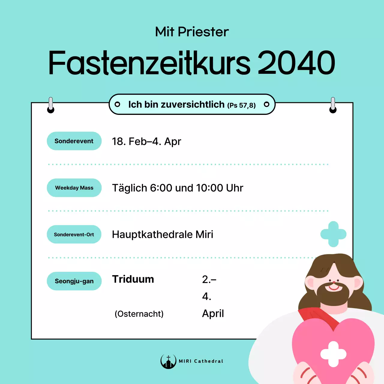 Werbeinformationen zu den katholischen Fastensondervorträgen in Mintgrün
