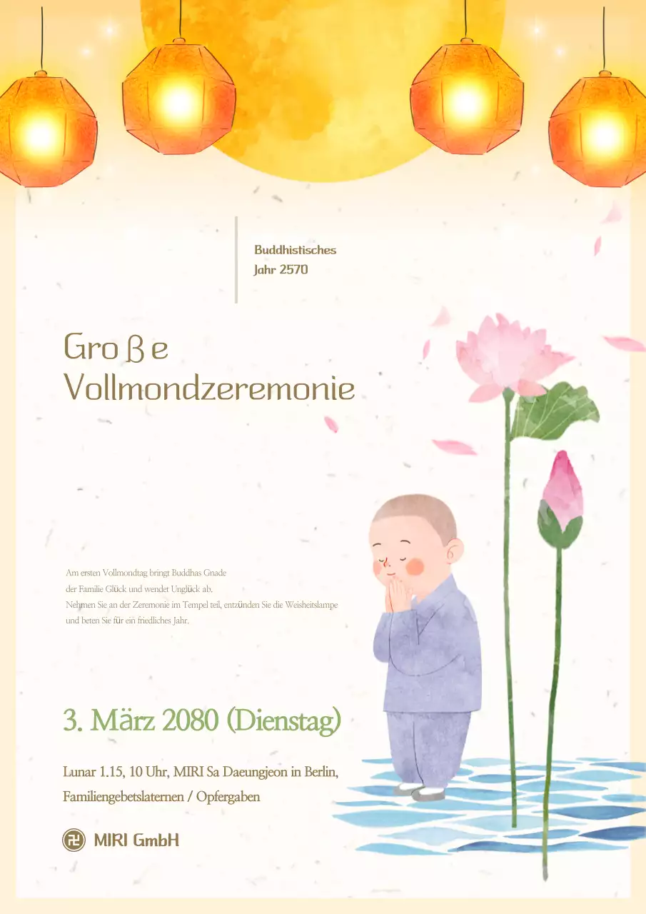 Gelber einfacher buddhistischer Veranstaltungsführer