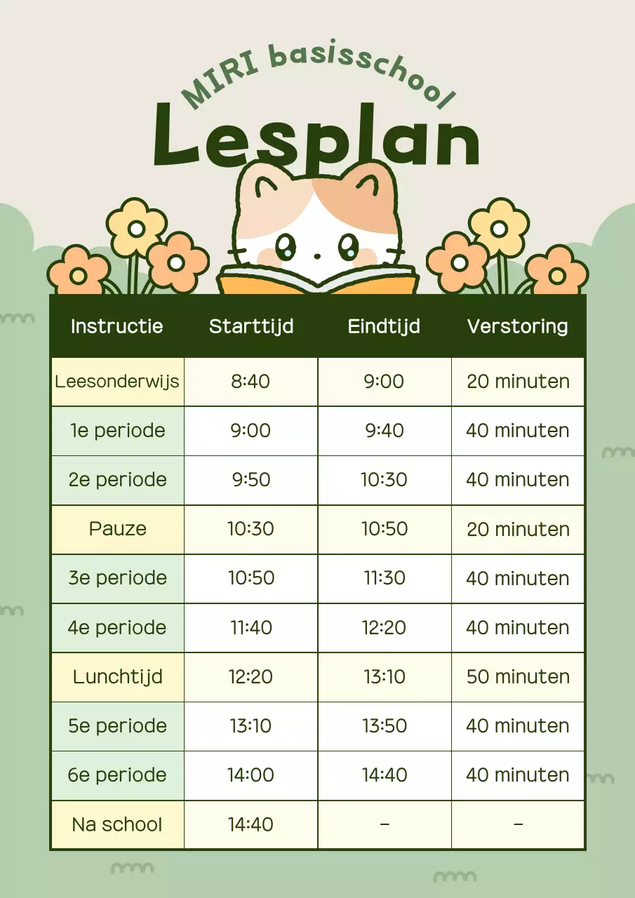 Lesroostergids voor de Yeondu Minimal Elementary School