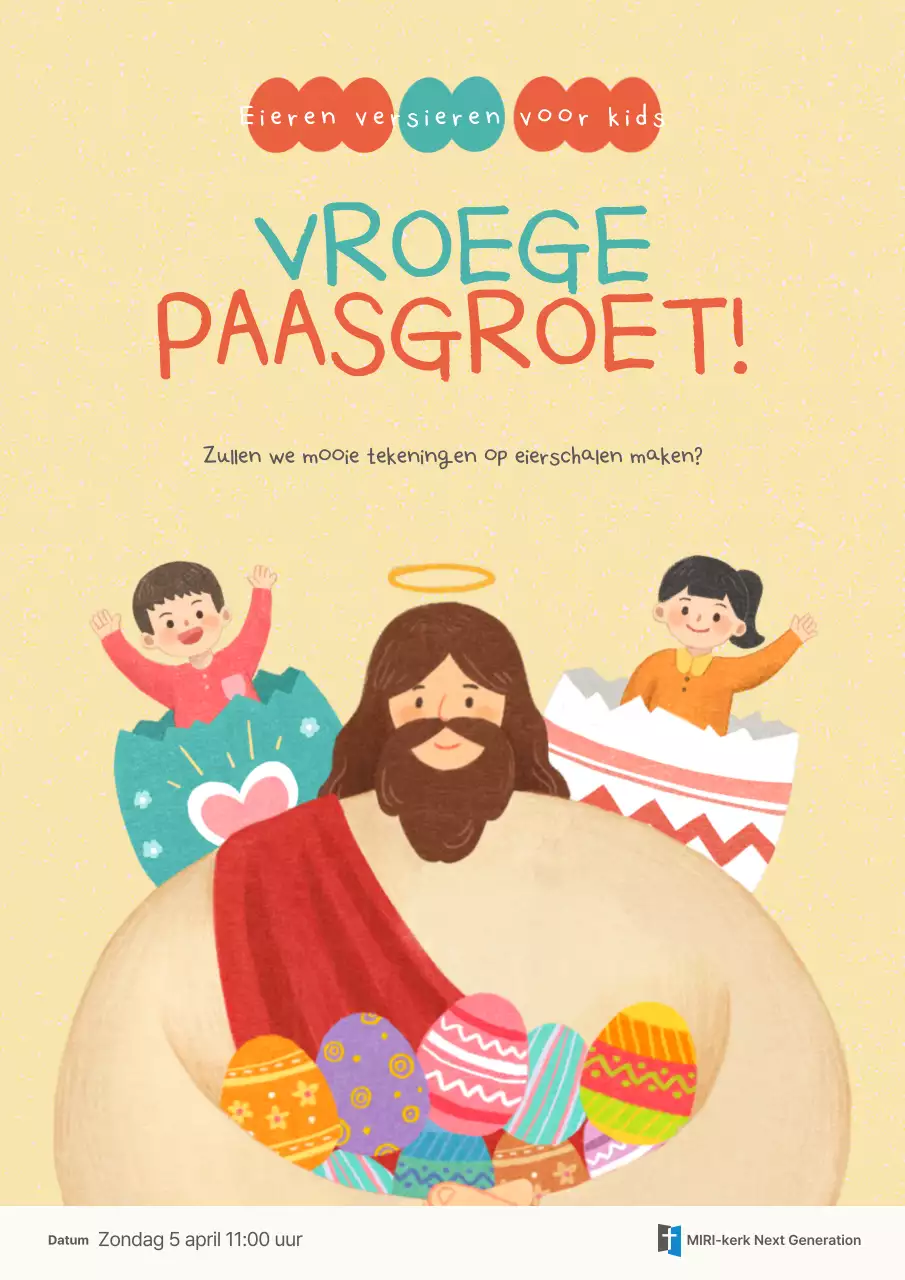 Geel eenvoudig kinder-eierversierevenement