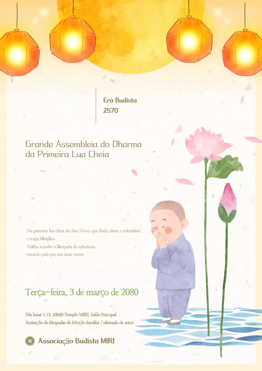 Guia de Eventos Budistas Simples Amarelo