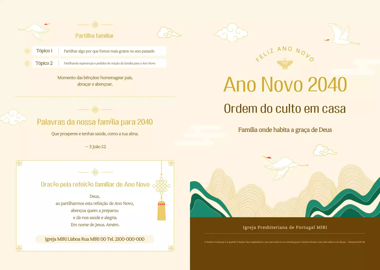 Guia de Culto Familiar para o Ano Novo Lunar em Bege e Limpo
