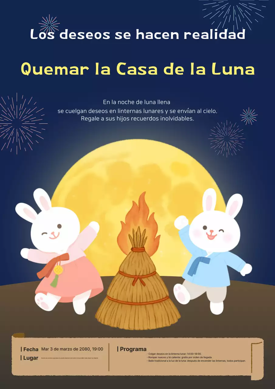 Ceremonia tradicional de quema de casas lunares, amarilla y limpia