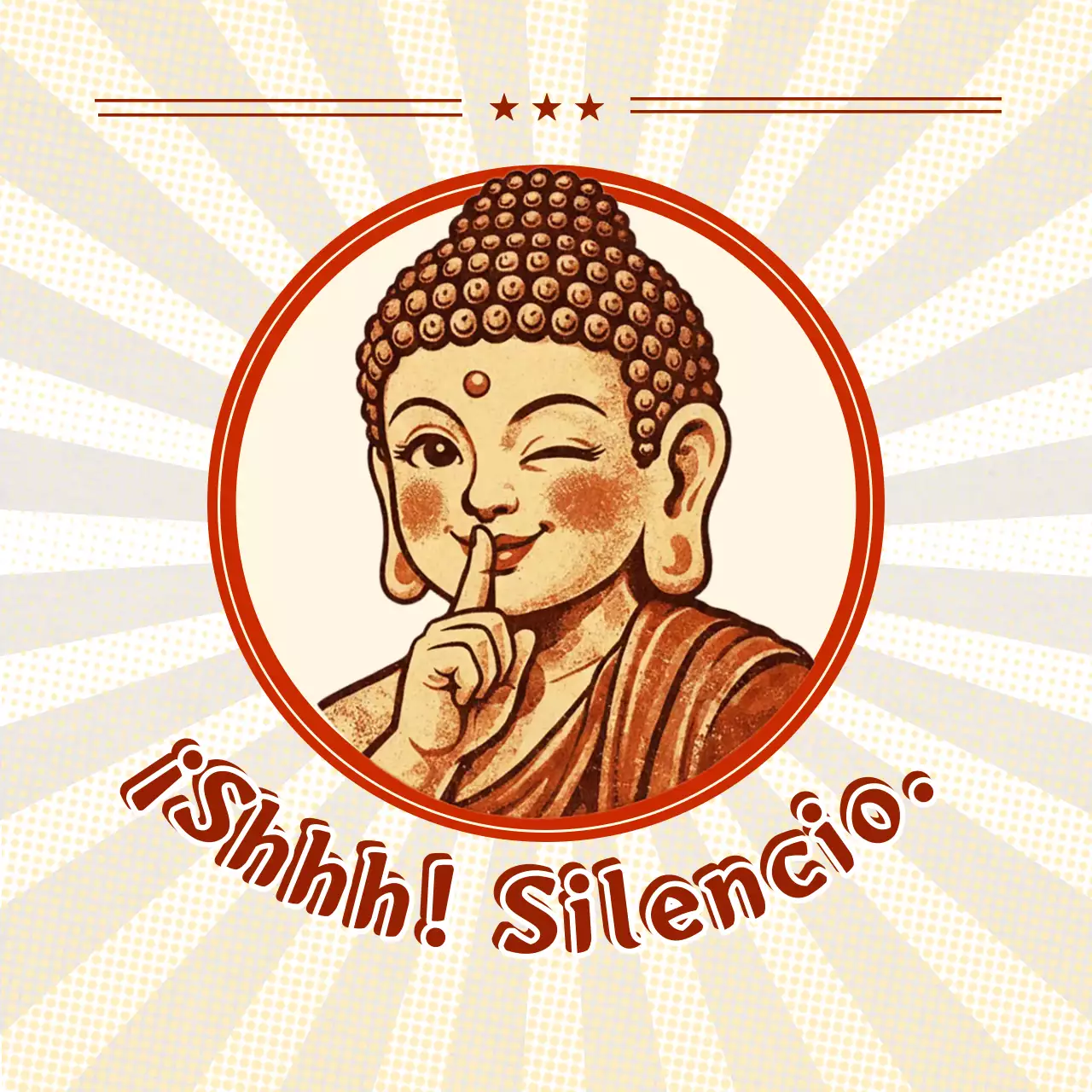 Guía de práctica budista retro marrón