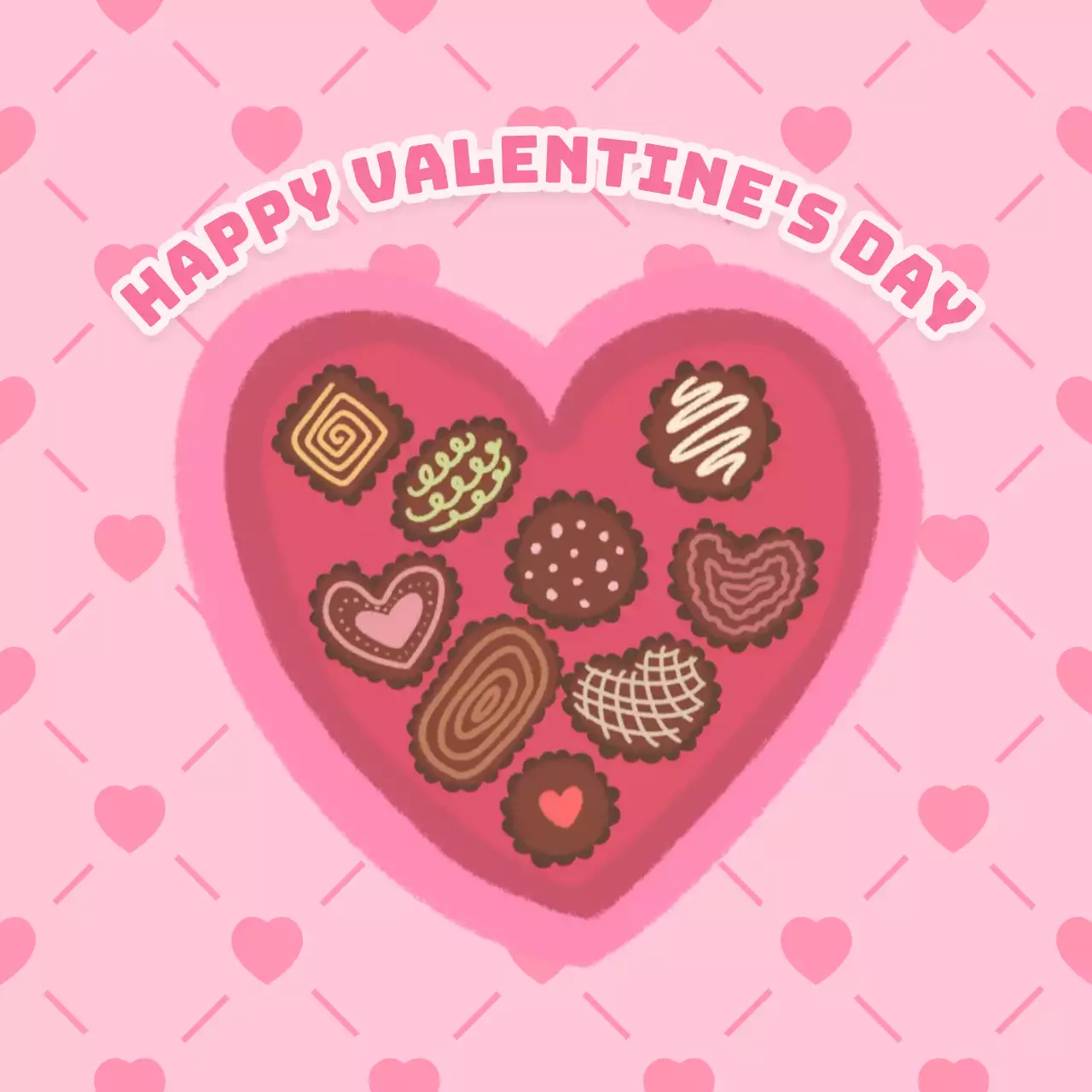 분홍색 아기자기한 발렌타인데이 안내