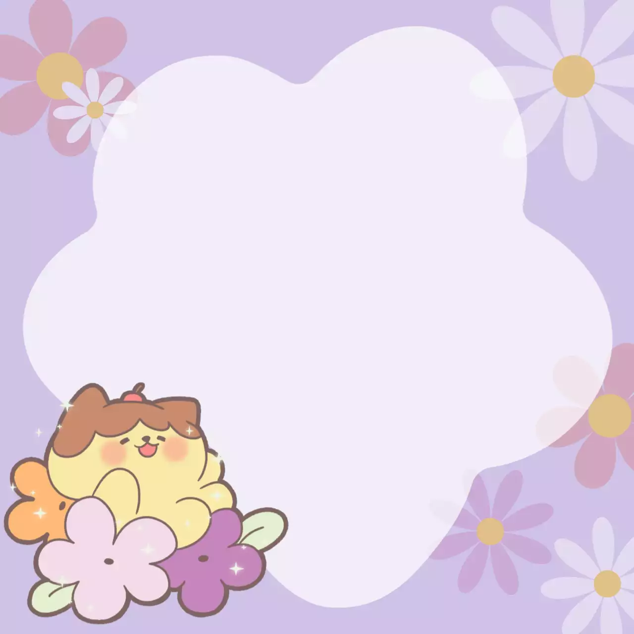 연보라 아기자기한 꽃 캐릭터 포토프레임