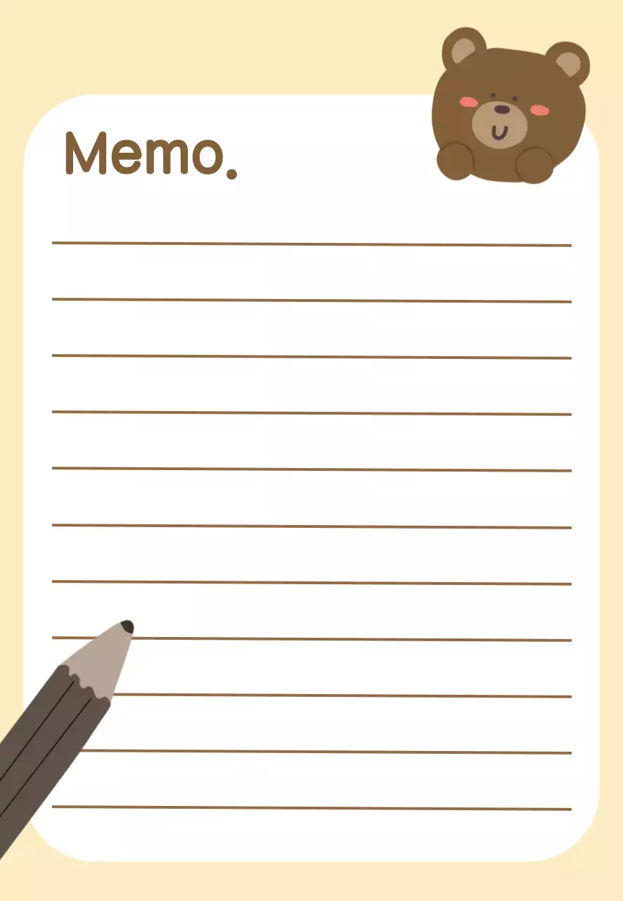 베이지 귀여운 곰돌이 손그림 캐릭터 문구 굿즈