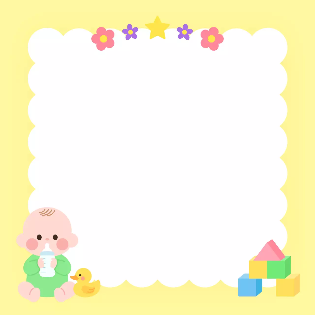 노랑 아기자기한 아기 쪽지