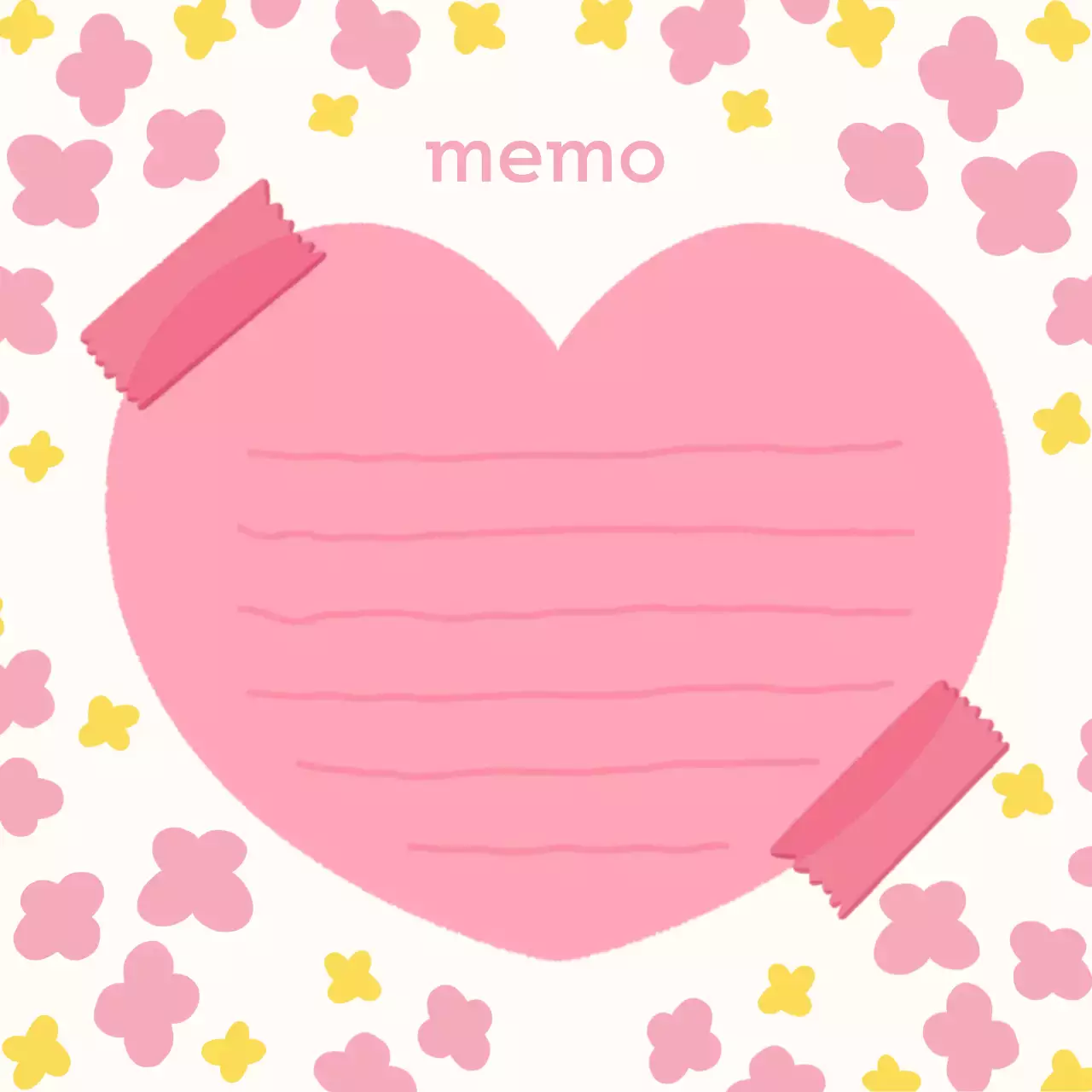 핑크 아기자기한 꽃하트 메모