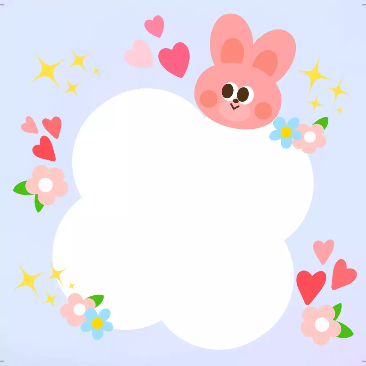 하늘색 아기자기한 동물 스티커