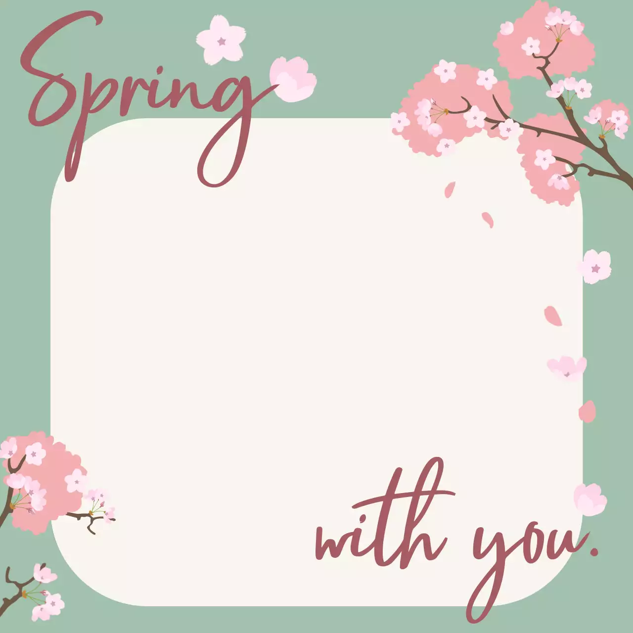 초록색 미니멀 봄꽃 포토 프레임