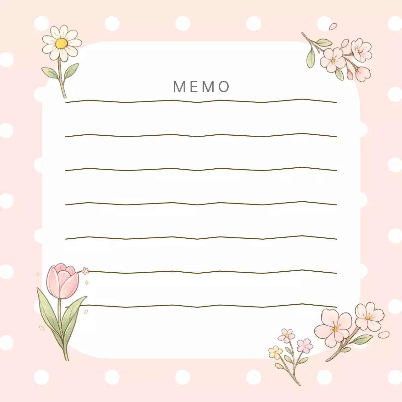 분홍색 아기자기한 메모