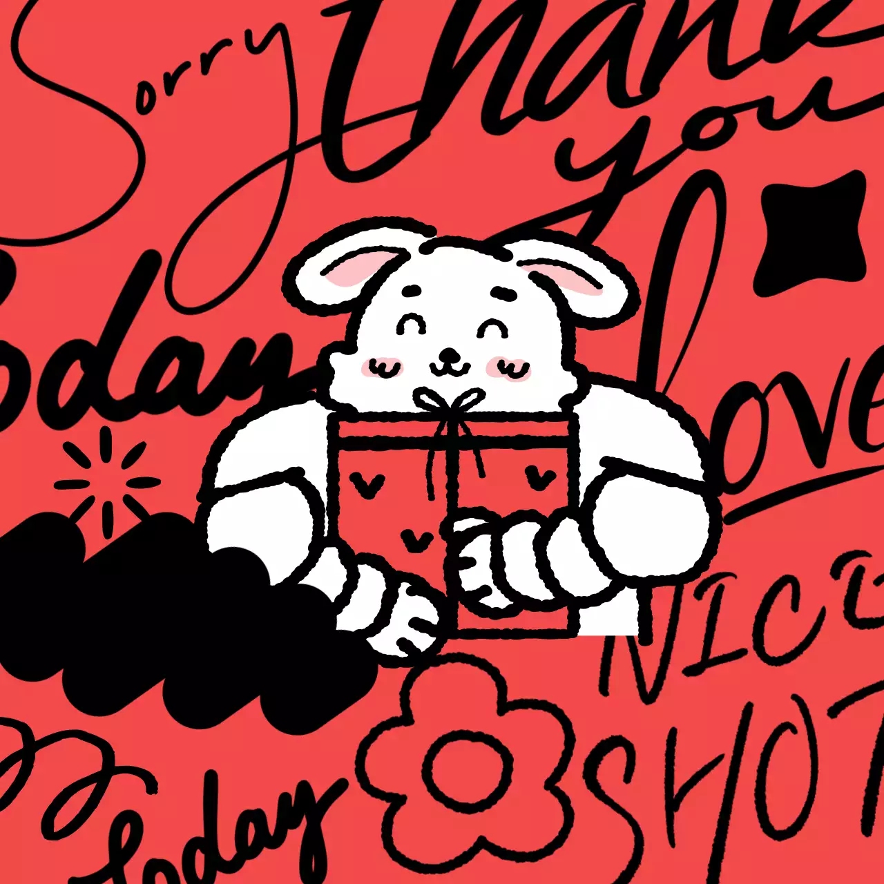 빨강간색의 재미있는 캐릭터 선물