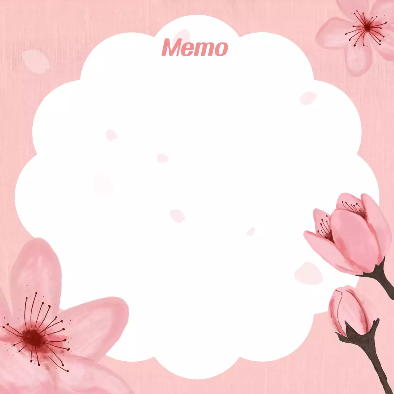 핑크 아기자기한 벚꽃 문구