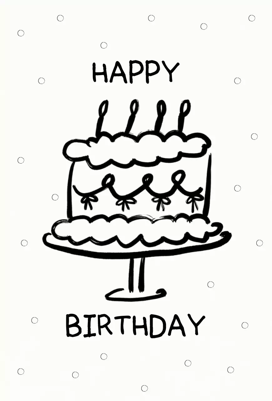 흑백 심플한 케이크 생일 축하