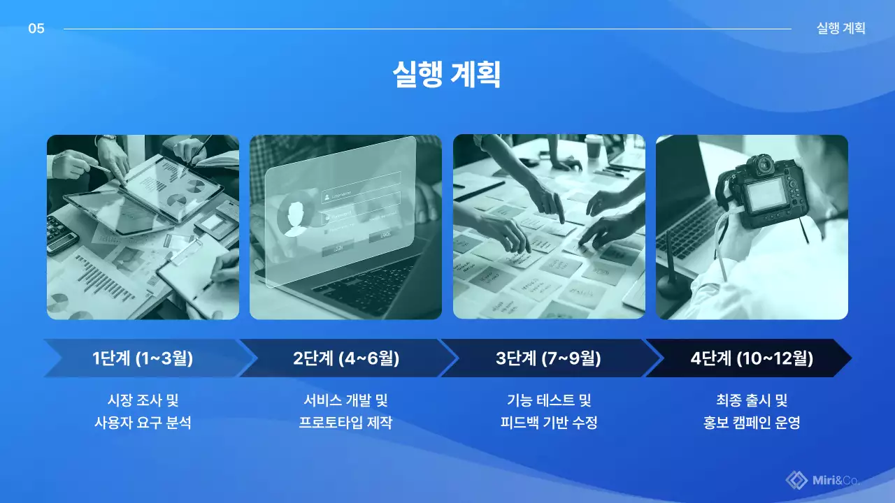 파란색 모던 비즈니스 프로젝트 제안서 기획서