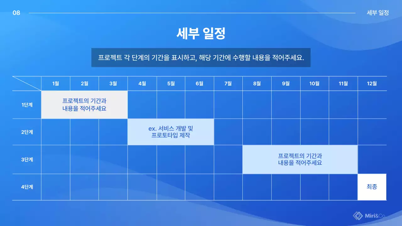 파란색 모던 비즈니스 프로젝트 제안서 기획서
