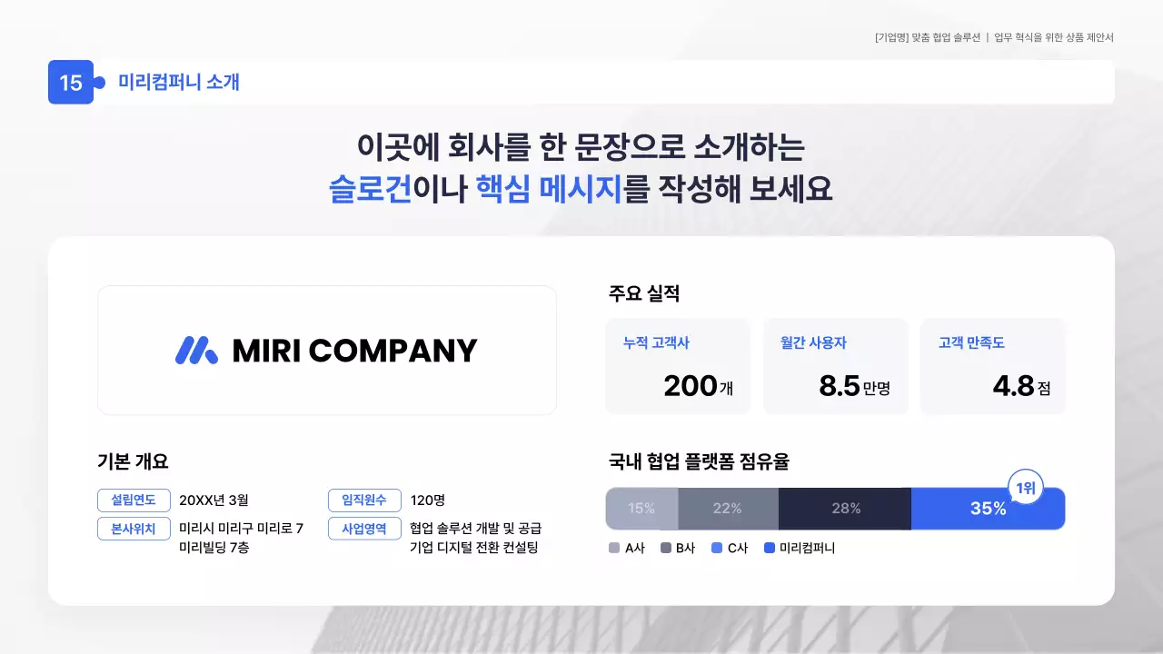 파랑 모던 업무혁신 제안서 홍보