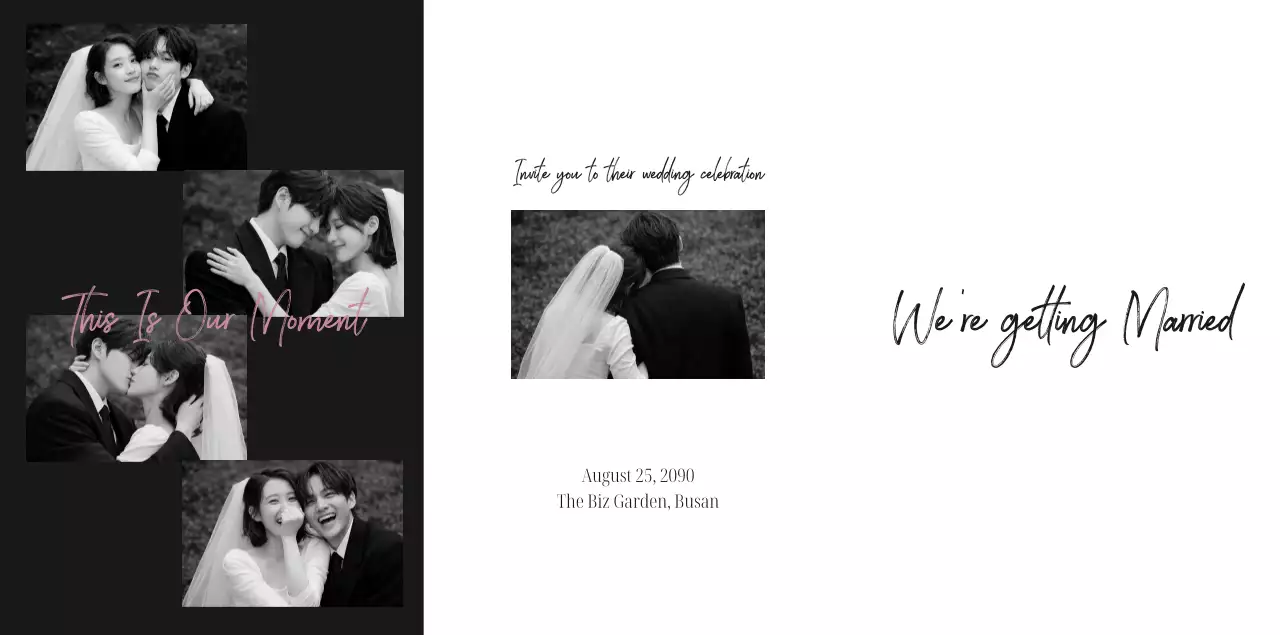 흑백 클래식 결혼 초대장