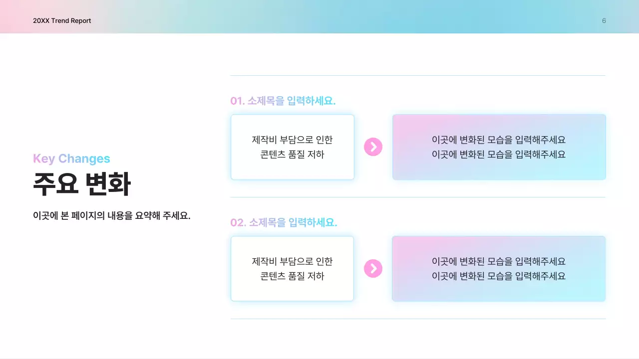 분홍색 모던 문화산업 트렌드 보고서