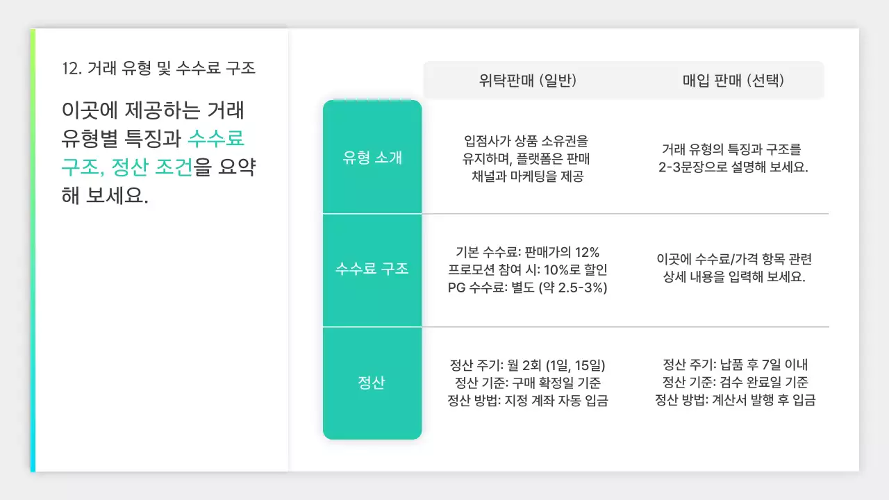 연두 미니멀 입점제안서 제안서