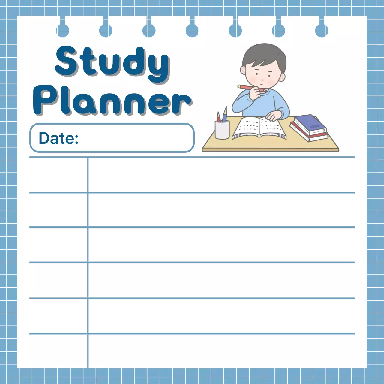파란색 심플 공부 계획 다이어리