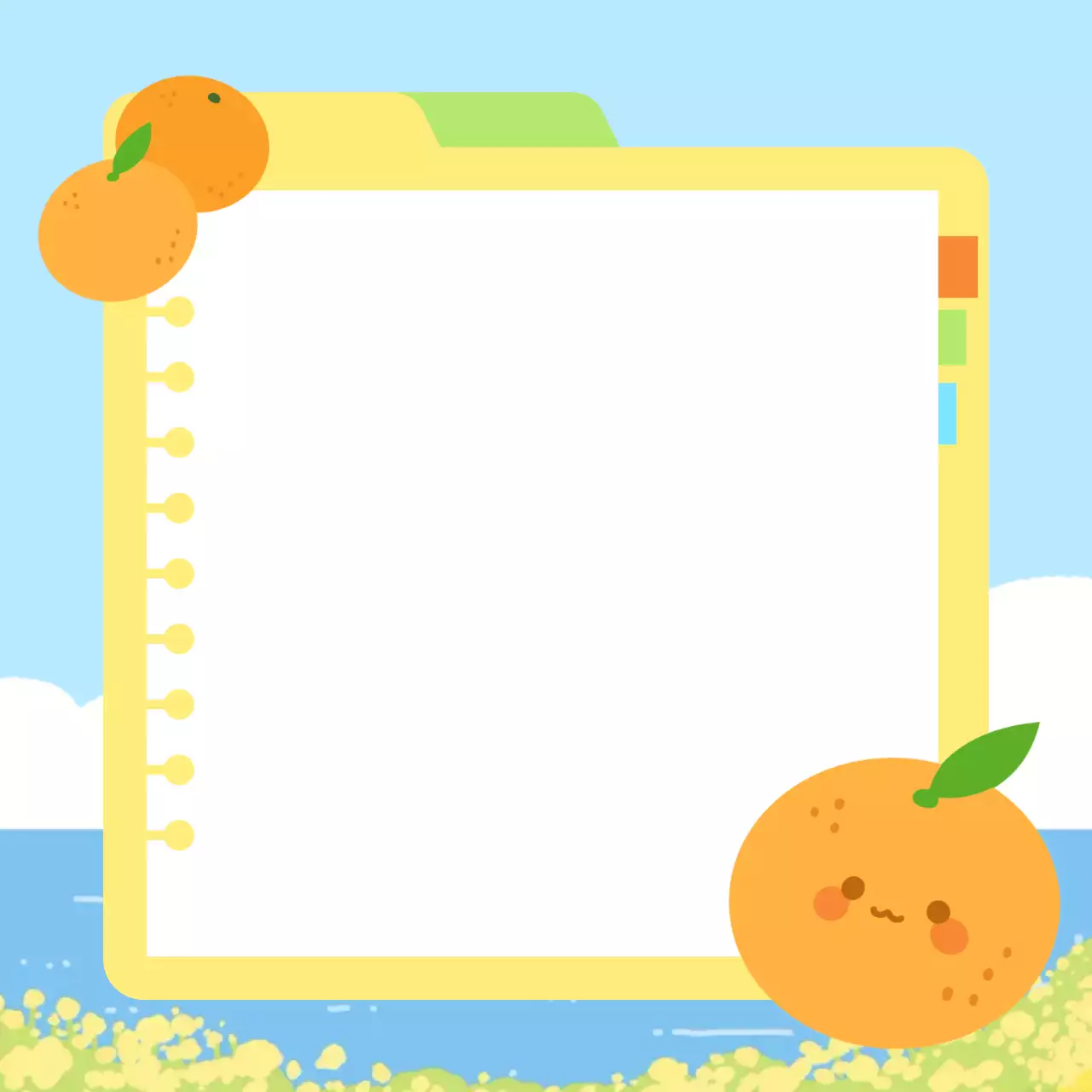 하늘색 아기자기한 과일 메모 프레임