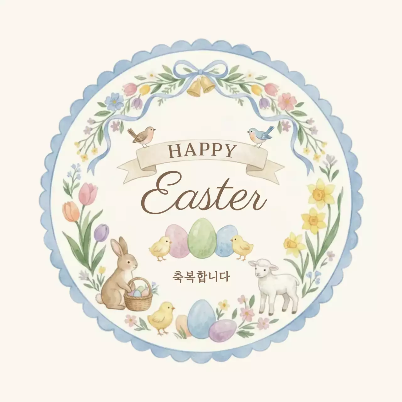 베이지 아기자기한 부활절 축제 안내