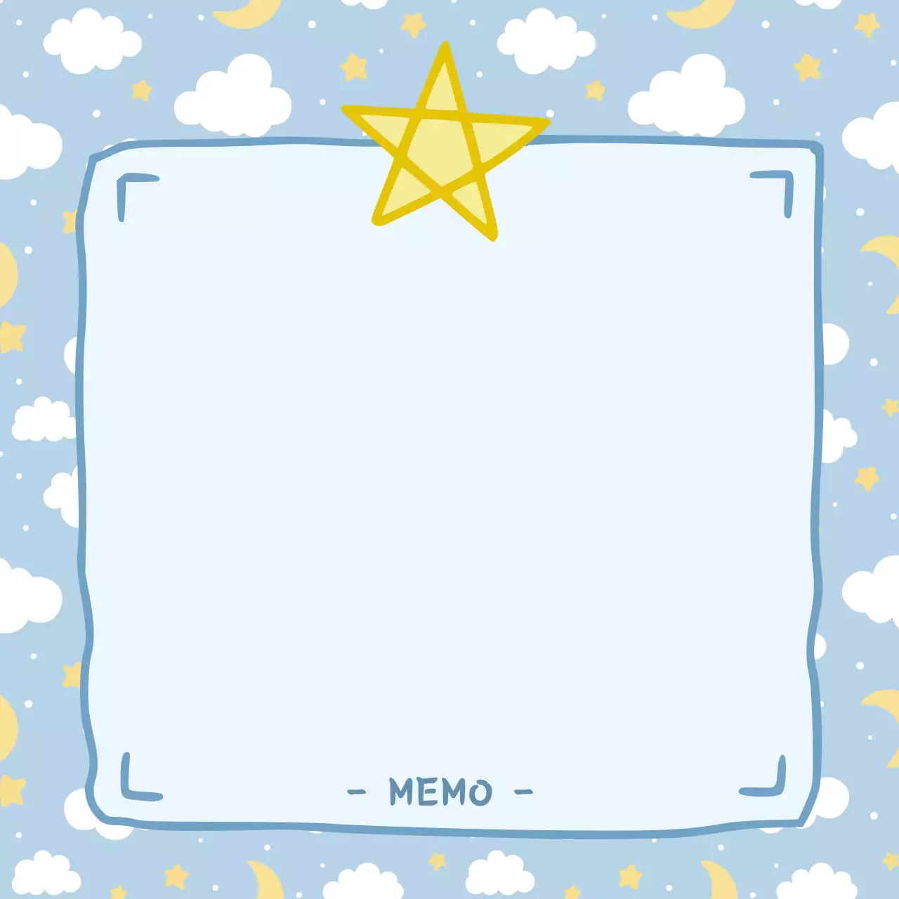 블루 미니멀 별달 구름 미니 노트