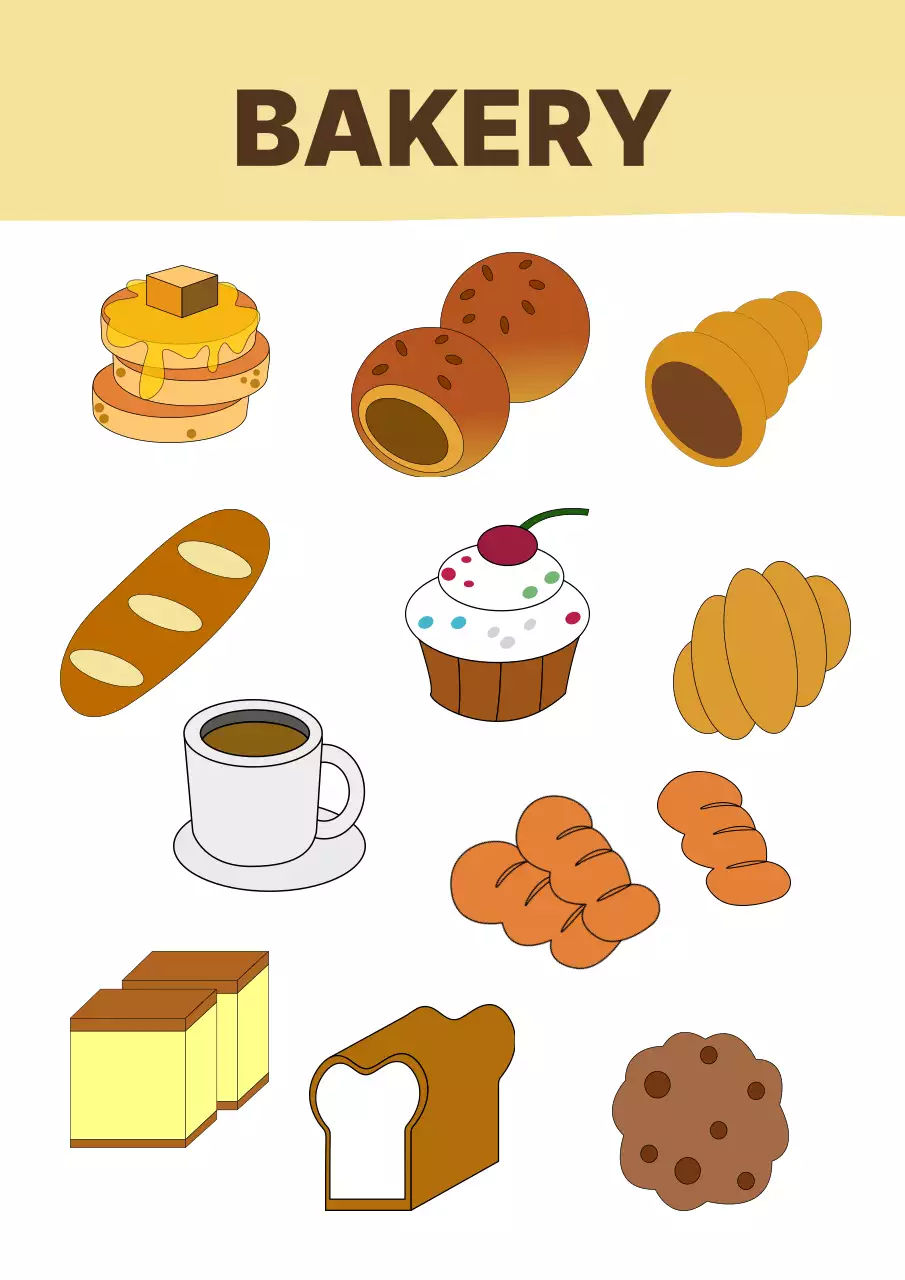 갈색 귀여운 베이커리 일러스트