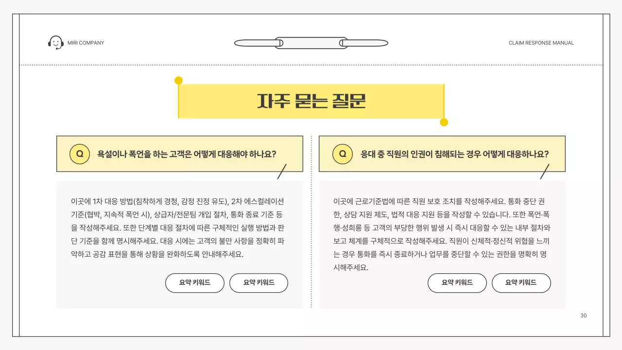 노랑 심플 클레임 대응 매뉴얼 설명서