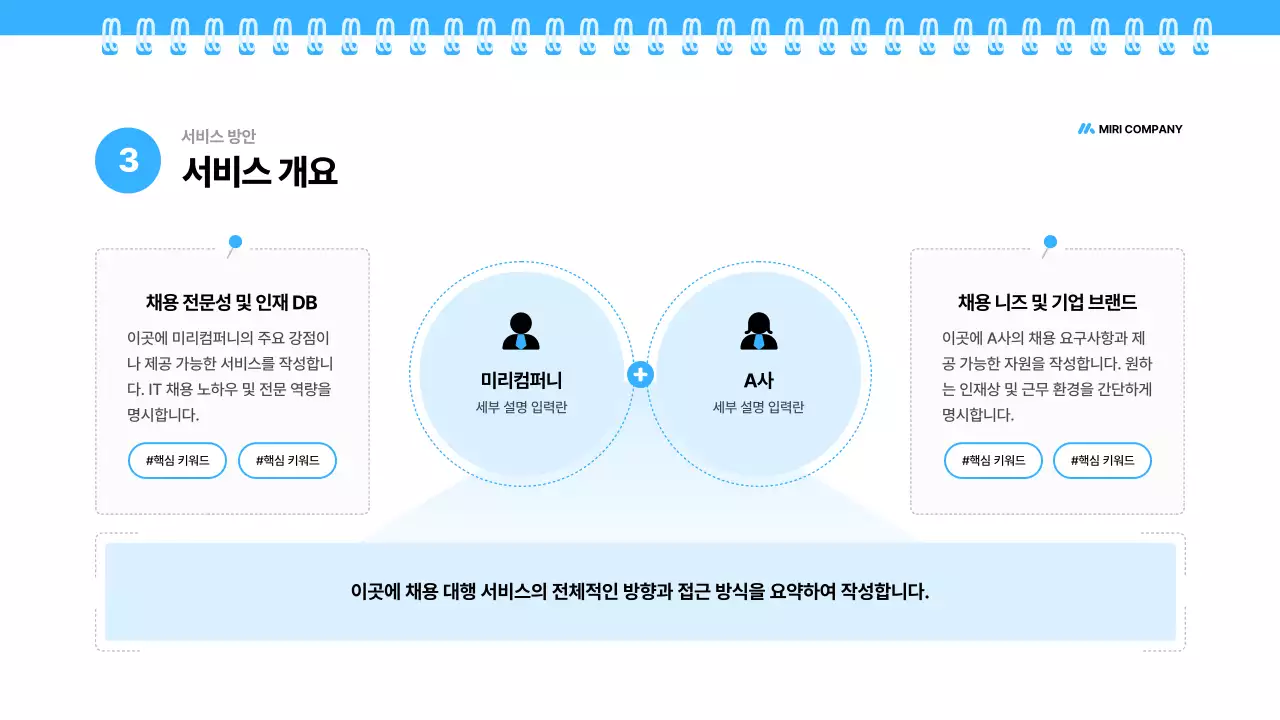 파랑 깔끔 채용 대행 제안서 기획서