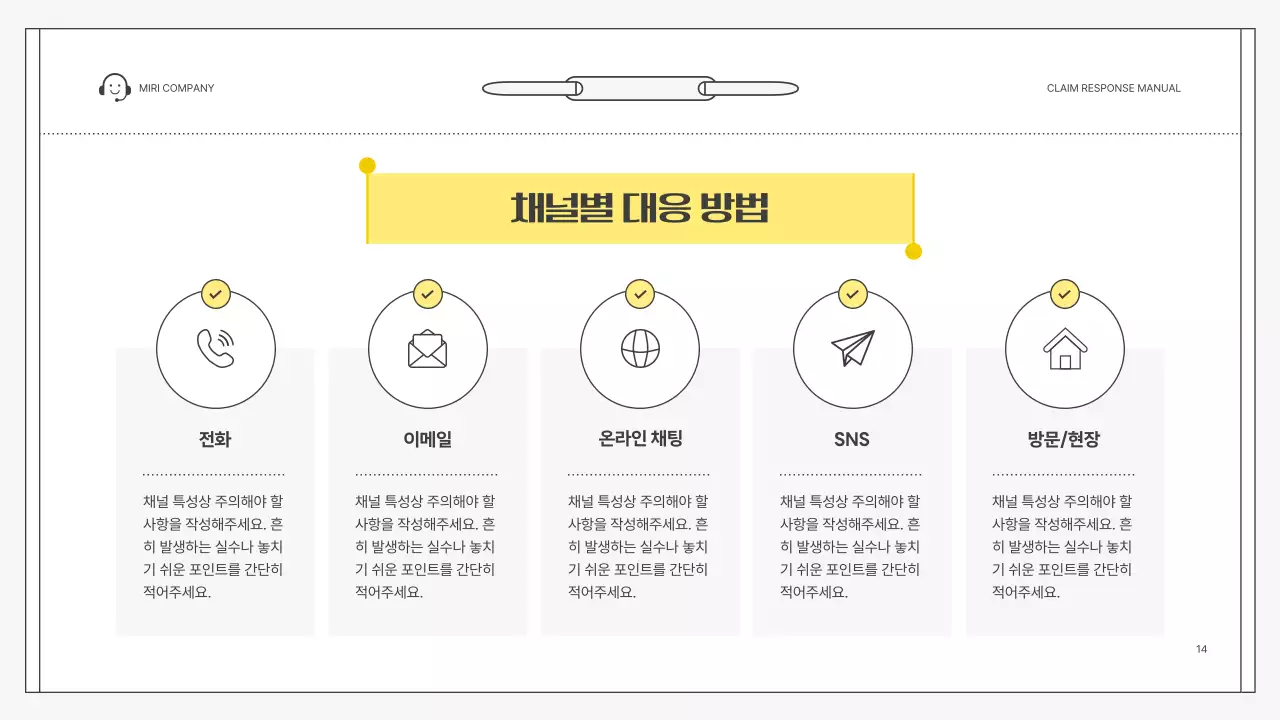 노랑 심플 클레임 대응 매뉴얼 설명서