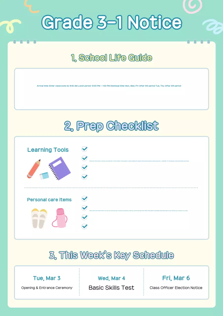 Mint Clean School Life Guide Notice