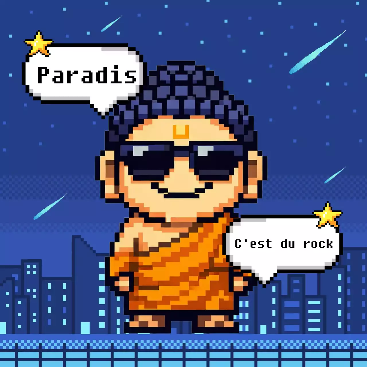 Parodie de personnage rétro bleu