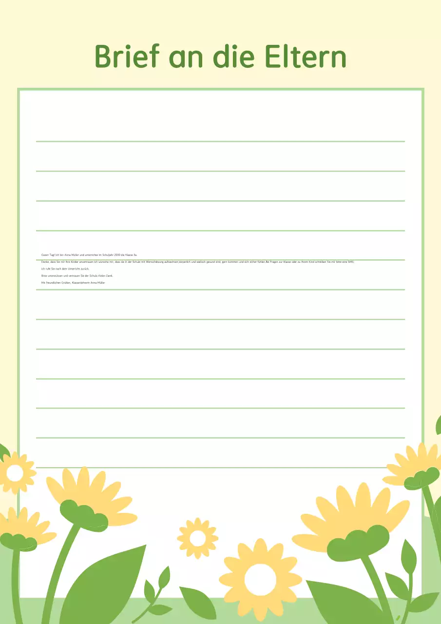 Gelber, ordentlicher Elternbrief