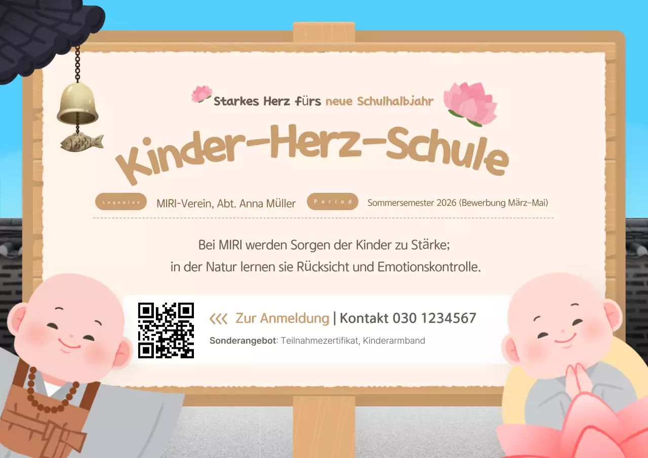 Stellenausschreibung der Sky Blue Cute Buddhist Children's Mind School