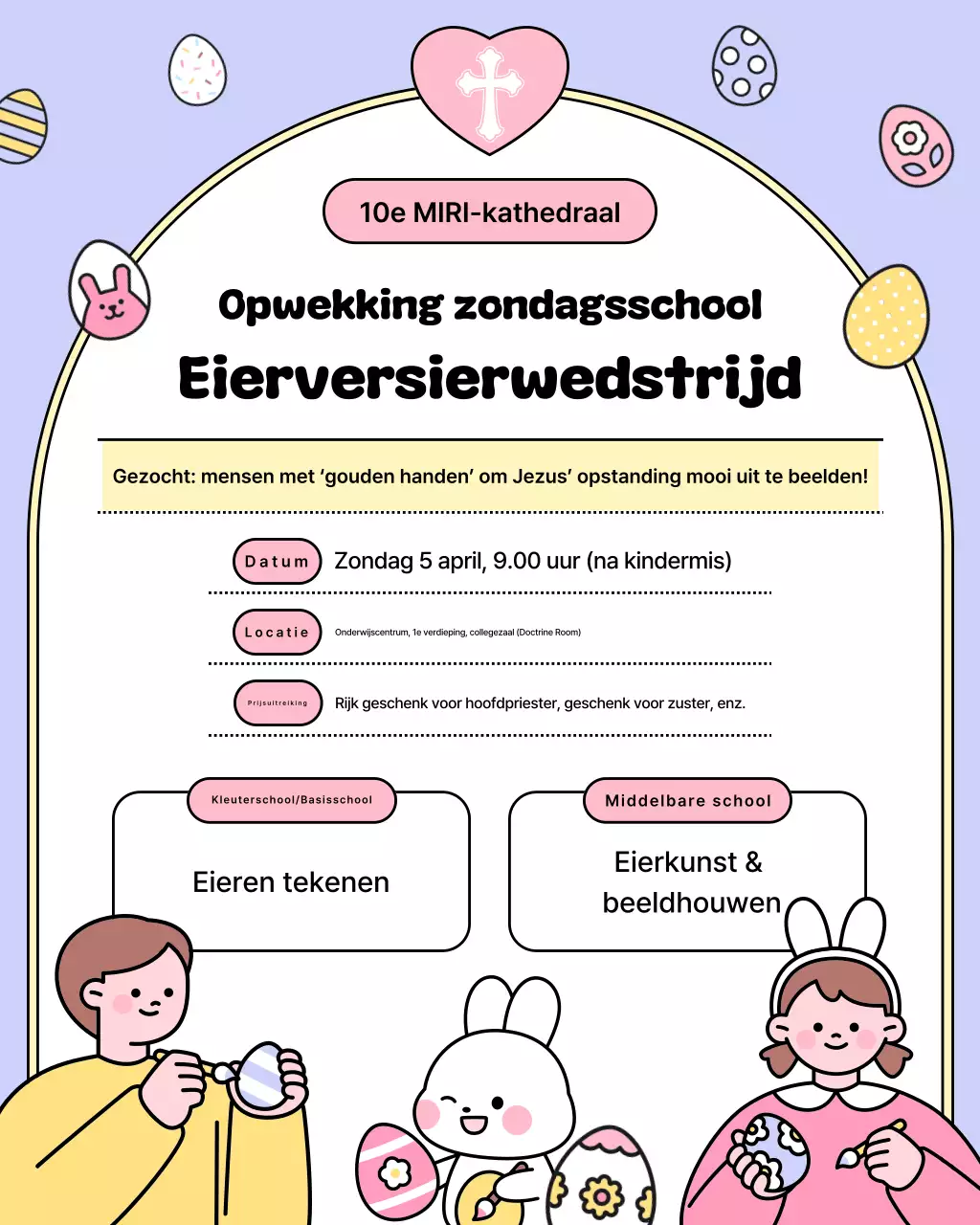 Aankondiging van de Yeonbora wedstrijd voor het versieren van schattige paaseieren