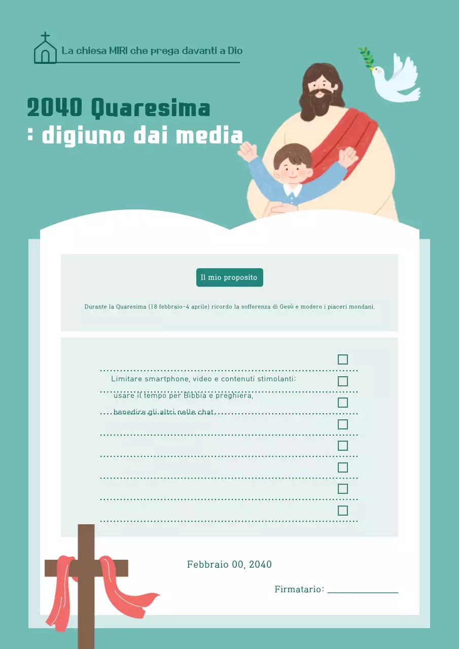 Guida minimalista per la Quaresima in azzurro cielo