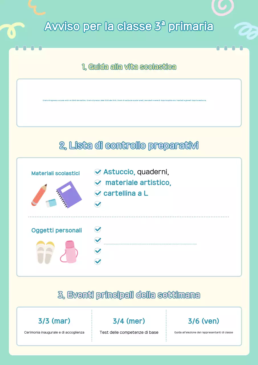 Avviso sulla guida alla vita scolastica Mint Clean